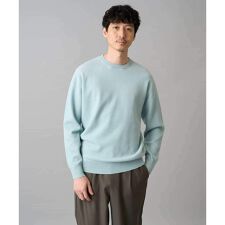 【洗濯機で洗える】タックメッシュクルーネックニット