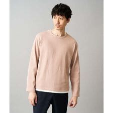 【イージーケア/洗濯機で洗える】畔裏起毛フェイクレイヤードカットソー