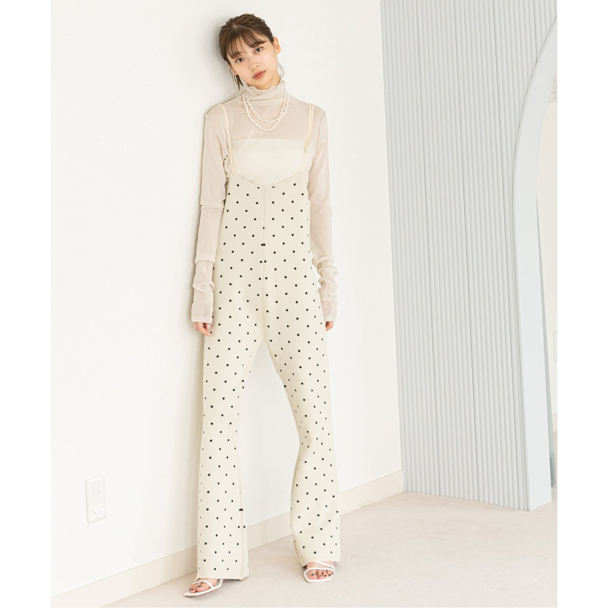U by SPICK&SPAN　ドットジャガードニットオールインワン U by SPICK&SPAN オールインワン ドットジャガードニット