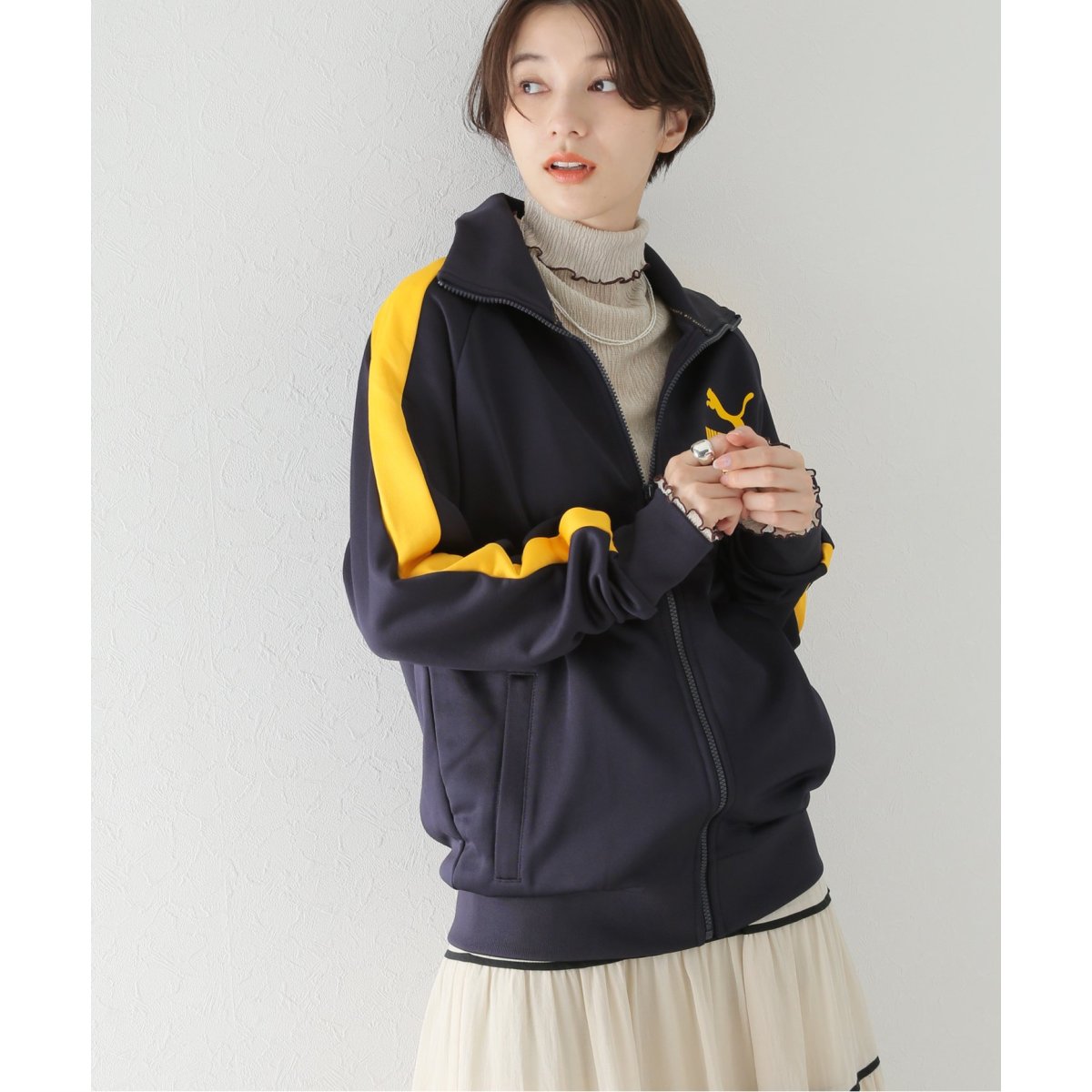 PUMA T7 トラックジャケット ワンポイントロゴ イエロー