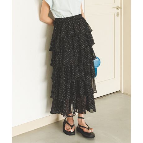 スピックアンドスパン ドットシフォンプリーツスカート （Spick and  