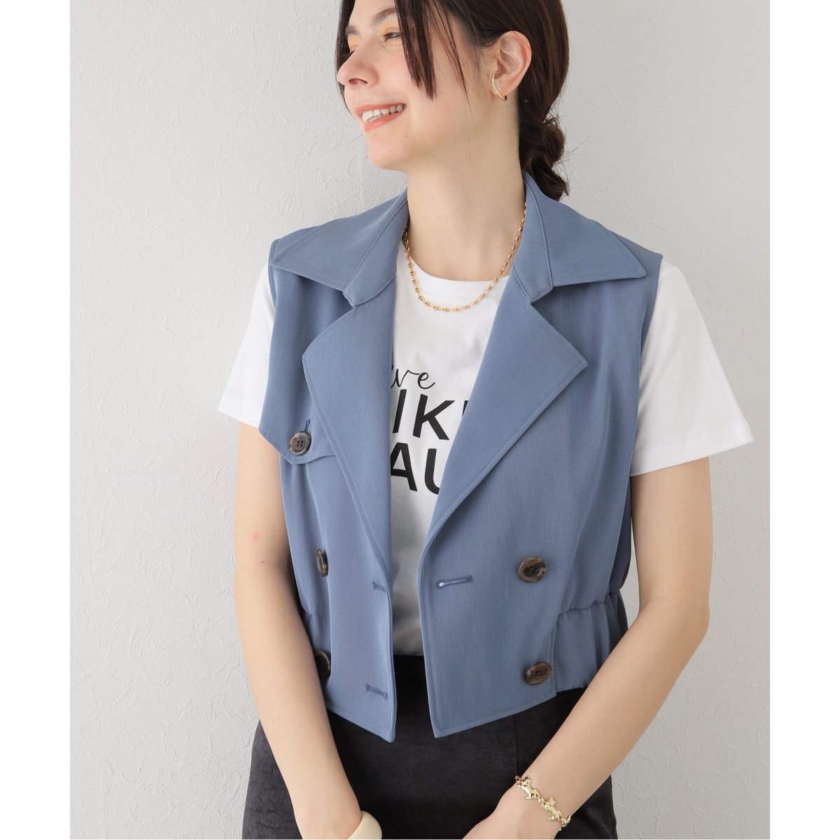 ベスト ジレ からみジャカード フリルショートベスト レディース ベスト ジレ からみジャカード フリルショートベスト レディース