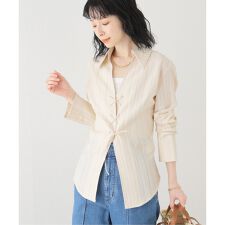 THE OPEN PRODUCT/ザ オープン プロダクト】LACE-UP STRIPE SHIR 