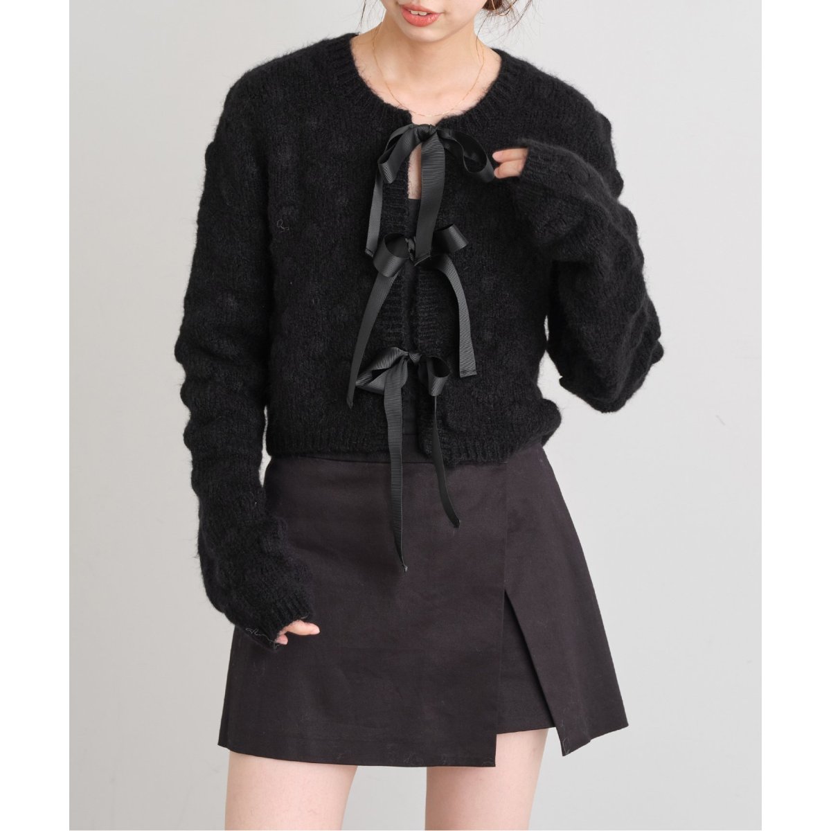 U by SPICK&SPAN｜フロントリボンニットカーディガン | Rakuten