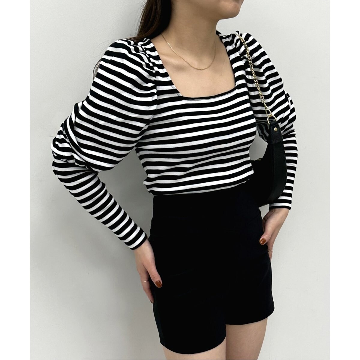 Spick &amp; Span - Ubyspick&amp;span♡ ギャザースリーブボーダープルオーバー セール】ギャザースリーブボーダープルオーバー（Tシャツ