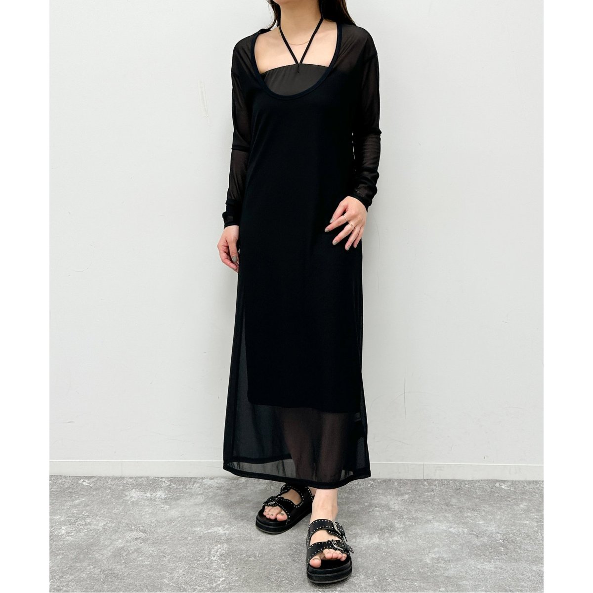 spick＆span 花柄シアーマーメイドロングワンピース