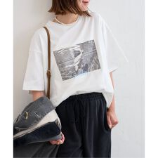 サイドギャザープリントTEEシャツ