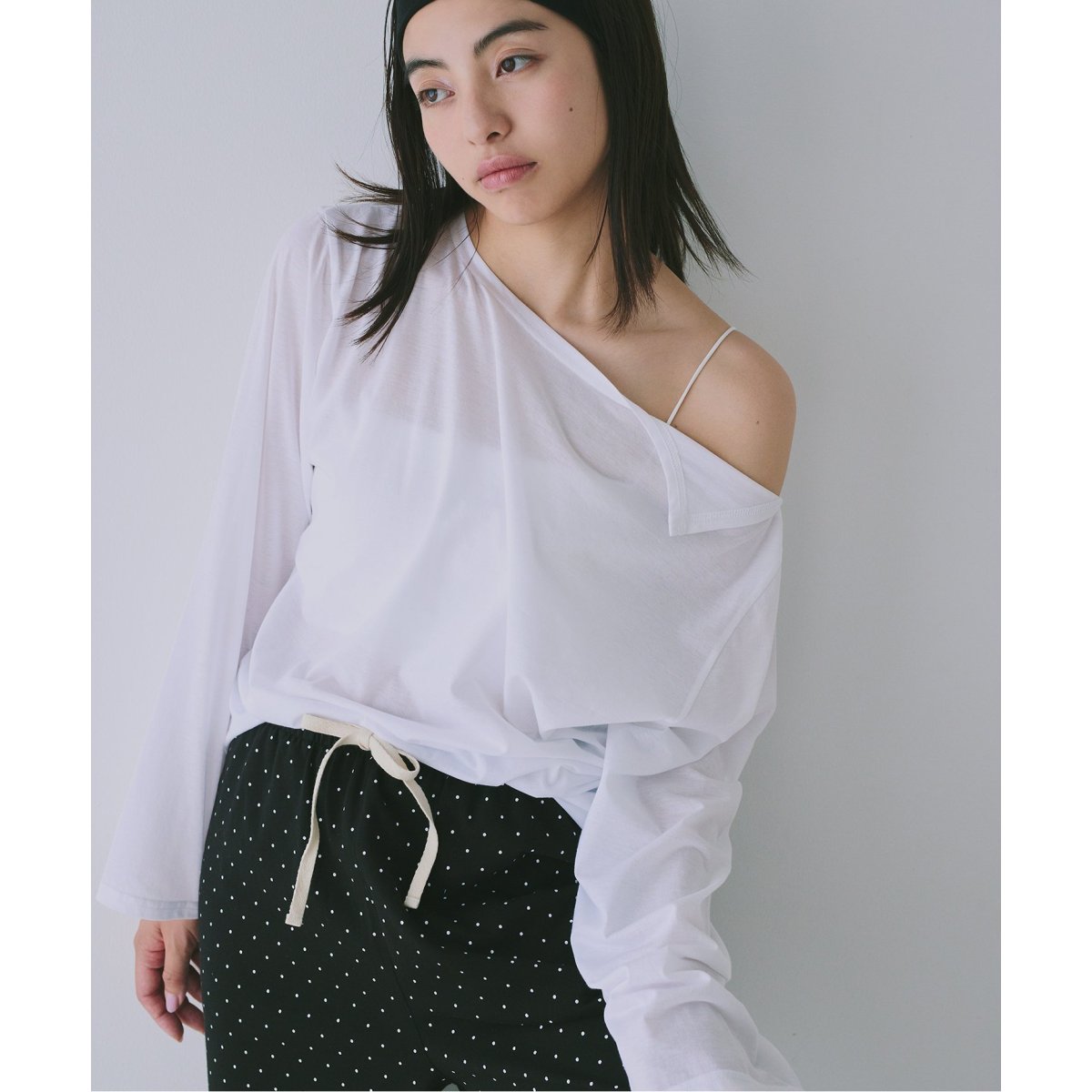 NOBLE×L’AUBE BLANC　ハートネックロングTシャツ 追加》【NOBLE×L'AUBE BLANC】ハートネックロングTシャツ