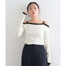 ドットプリントオフショルトップス