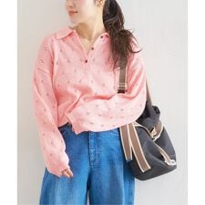 衿つき柄編みニット