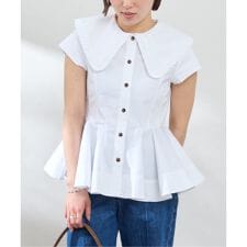 GANNI / ガニー Stretch Cotton Peter Pan Collar Sh