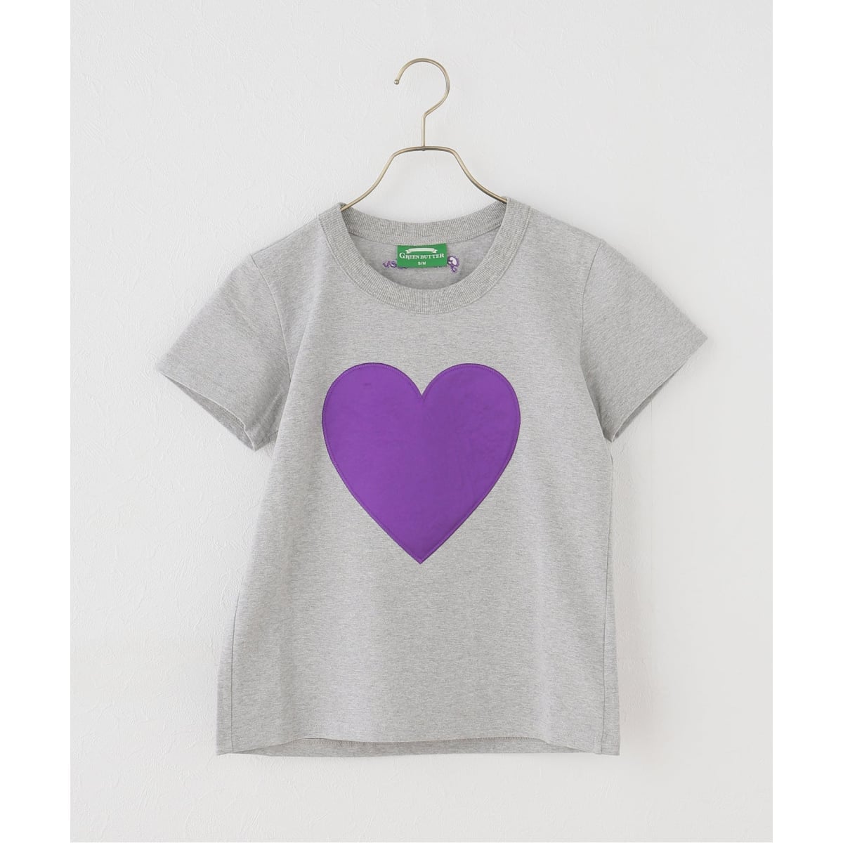 [�}���C]GREEN BUTTER/�O���[���o�^�[ Heart Applique Tee/���[ �o�C �X�s�b�N���X�p���iU by SPICK&SPAN�j �O���[