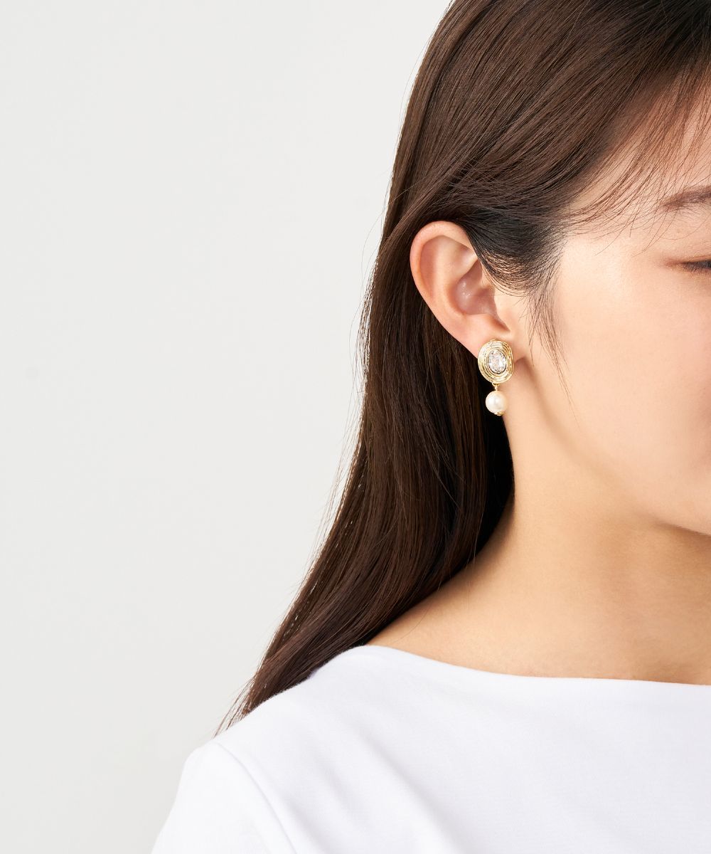 LANVIN en Bleuパールクリスタルピアスセット 未使用品 2WAY パールイヤリング | ランバン オン ブルー(LANVIN en Bleu