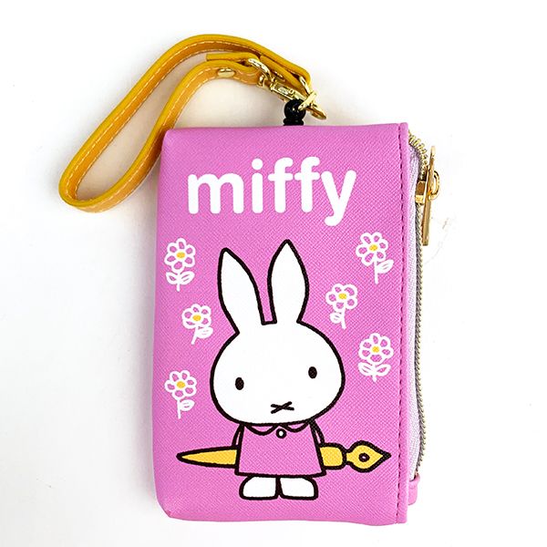 ミッフィー miffy リール付きパスケース お花 ポーチ ケース リール