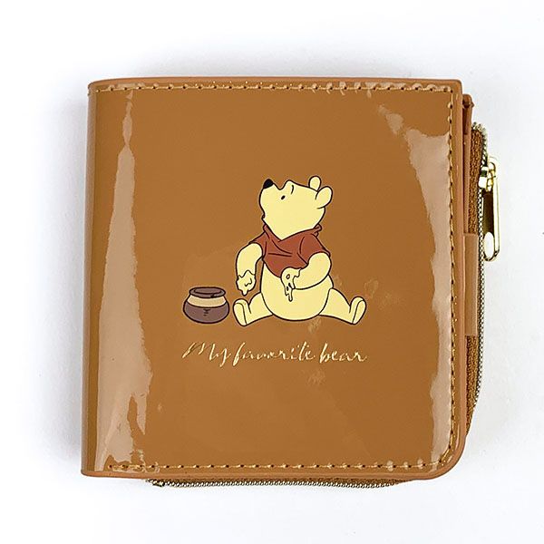 ディズニー くまのプーさん ハーフ財布 ベージュ エナメル ディズニー くまのプーさん ハーフ財布 ベージュ エナメル