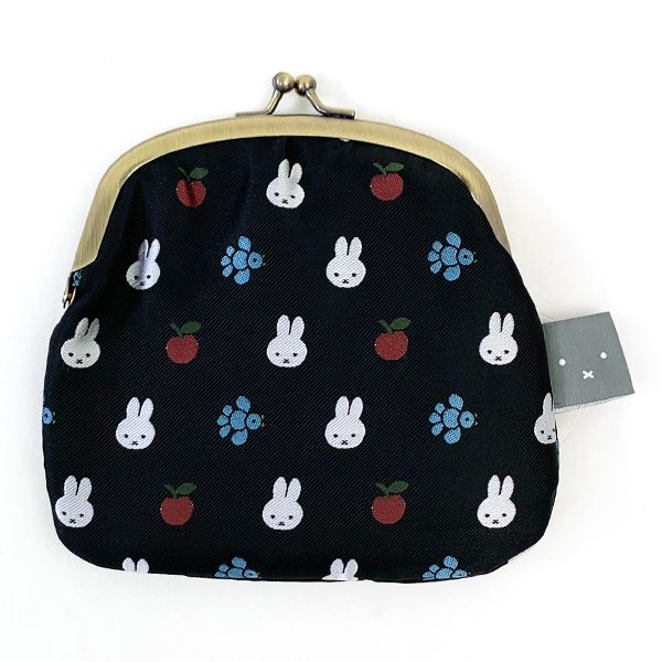 ミッフィー miffy がま口財布 ブラック ジャガード織り 小物入れ