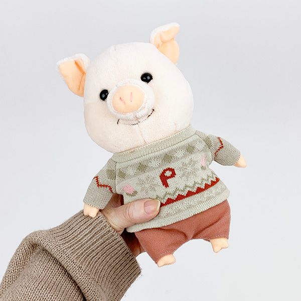 ぷーとん ぬいぐるみ Mサイズ 柄入りニット インテリア ベージュ ぷーとん 柄入りニットぬいぐるみＭ&frasl;Ｓ&frasl;マスコット