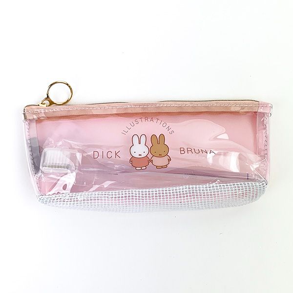 ①新品　未使用　ミッフィー　ポーチ　歯ブラシセット　ガーデンサテン　BE ミッフィー miffy 歯ブラシセット ピンク クリアワンポイント 歯ブラシ