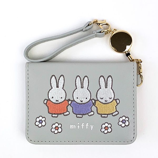 ミッフィー miffy オーブンパスケース 整列 グレー 定期入れ