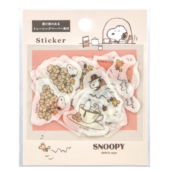 スヌーピーSNOPPY フレークシール（カフェ） 喫茶シリーズ ピンク