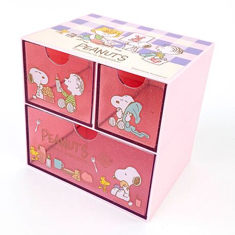 スヌーピー キャラチェスト ピンク 小物入れ 文具 化粧品 引き出し 