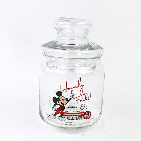 ディズニー100周年 ガラスキャニスター ミッキーレトロポップ