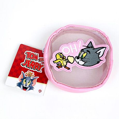 トムとジェリー メッシュポーチ 丸型 ピンク 小物入れ 化粧品入れ 学校 
