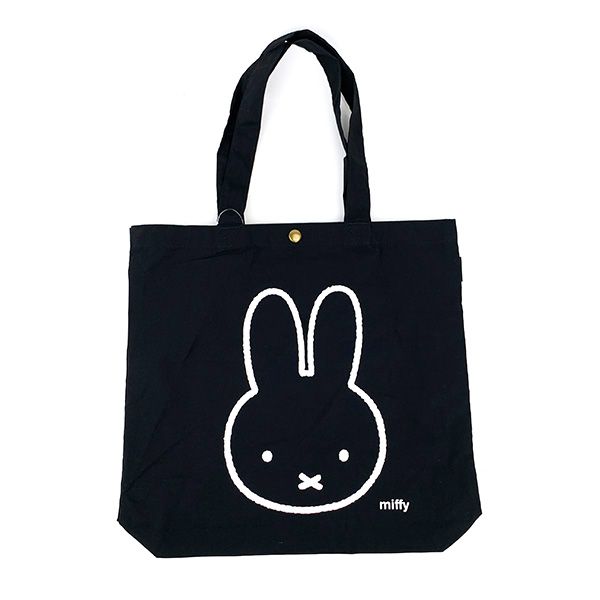 ミッフィー miffy 薄手帆布トートバッグ フェイスアップ ブラック