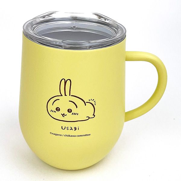 【新品】うさぎスタッキングフタ付きステンレスマグカップ280mlイエロー箱付き ちいかわ うさぎ 蓋付きステンレスマグ ごろん コップ 320ml イエロー