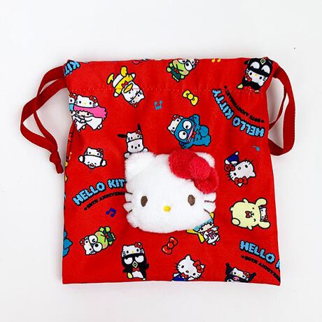 サンリオ ハローキティ 50th ボアフェイス巾着 巾着袋 給食袋 学校  