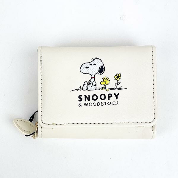 スヌーピー 三つ折りミニ財布 NLC アイボリー SNOOPY | パーフェクト