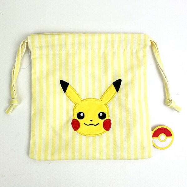 ポケモン ピカチュウ 刺繍キーホルダー 巾着袋つき ポケットモンスター ピカチュウ アップリケ刺繍巾着 (イエロー) 小物