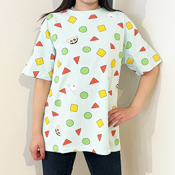 しんちゃん クレヨンしんちゃん パジャマ総柄 Tシャツ(サックス) Lサイズ