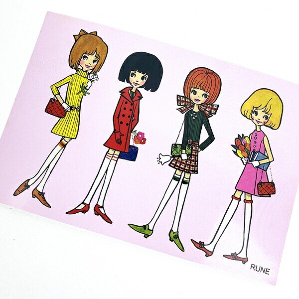 内藤ルネ 夢見る4人の女の子 ポストカード 文具 | パーフェクト