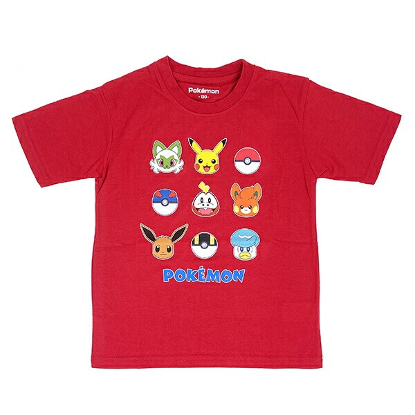 ポケットモンスター キッズ パルデアフェイス Tシャツ(レッド
