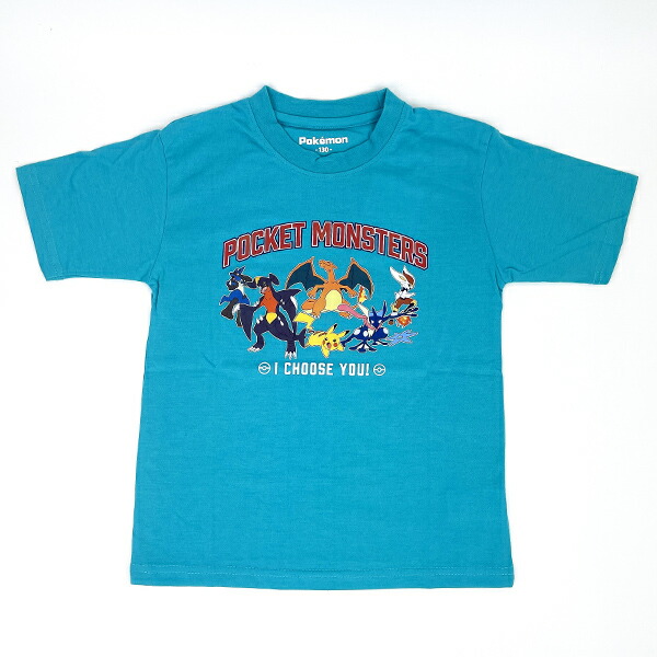 ポケットモンスター キッズ カジュアルロゴ Tシャツ(ターコイズ) 100cm