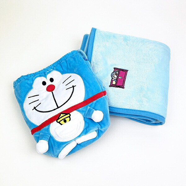 ドラえもん マスコット巾着付きブランケット インテリア