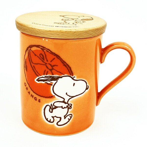 スヌーピー 木製コースター付マグ(オレンジ) コップ | パーフェクト