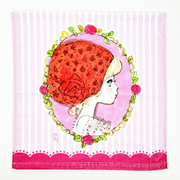 水森亜土 ハンドタオル ストローハット タオル ハンカチ 亜土ちゃん