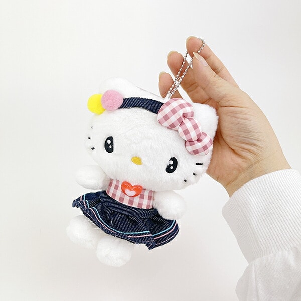 キティ　デニム　ぬいぐるみ　マスコット　キーホルダー　サンリオ サンリオ 50周年 キティ シナモン コラボ ぬいぐるみ