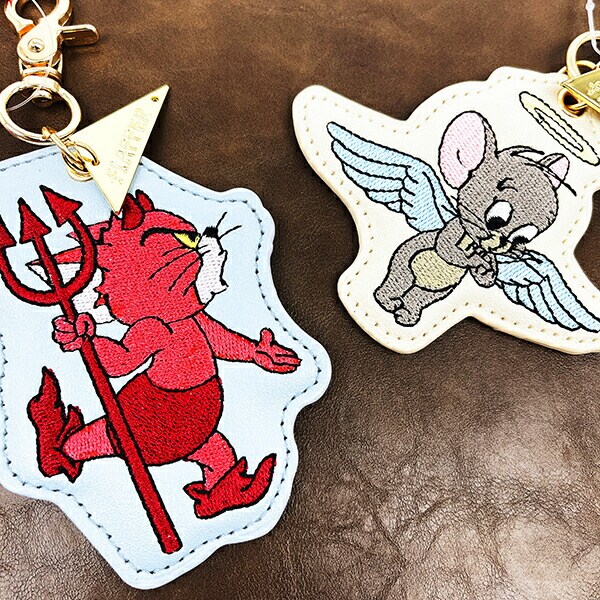 トムとジェリー トム 天使と悪魔刺繍チャーム サックス
