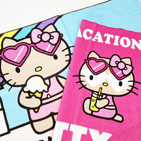 日焼けキティ　BIGタオル 日焼けハローキティ フェイスタオル PK｜トゥーワントゥー