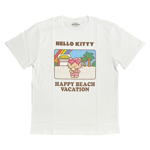 サンリオ ハローキティ 日焼け キティ 半袖Tシャツ(L) アイス