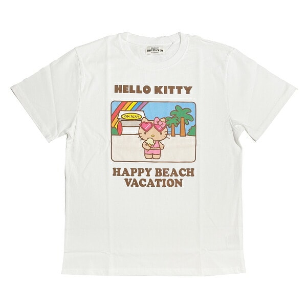 ハローキティ キティちゃん 日焼けキティ Tシャツ メモ サンリオ ハローキティ 日焼け キティ 半袖Tシャツ(M) アイス