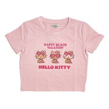 パーフェクト・ワールド・トーキョー(Perfect World Tokyo)のサンリオ 日焼け キティ クロップド半袖Tシャツ(M) ピンク アパレル Sanrio