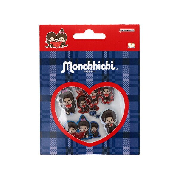 モンチッチ 青チェック ぷっくりシール 文具 | パーフェクト