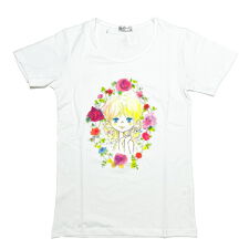 パーフェクト・ワールド・トーキョー(Perfect World Tokyo)の水森亜土 お花の少女柄 プリント半袖Tシャツ(M) ホワイト アパレル