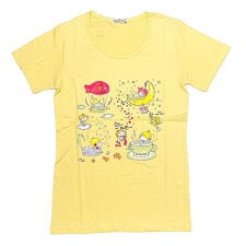 パーフェクト・ワールド・トーキョー(Perfect World Tokyo)の水森亜土 水プリント柄 プリント半袖Tシャツ(L) クリーム アパレル