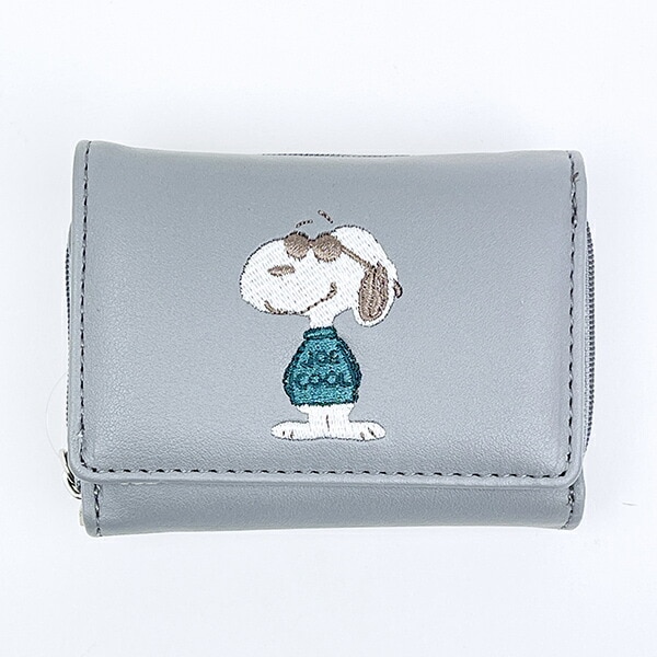 スヌーピー コンパクト三つ折財布 グリーン SNOOPY