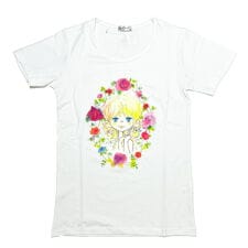 パーフェクト・ワールド・トーキョー(Perfect World Tokyo)の水森亜土 お花の少女柄 プリント半袖Tシャツ(LL) ホワイト アパレル